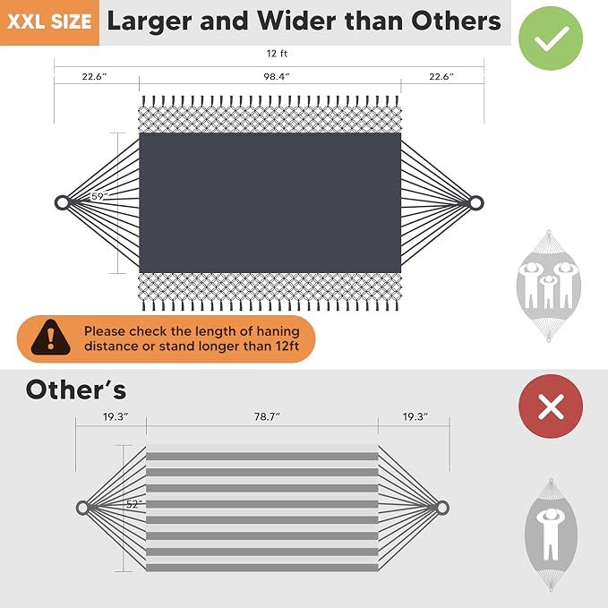 SUNCREAT Extra Large Double Hanging Hammock - Image 5