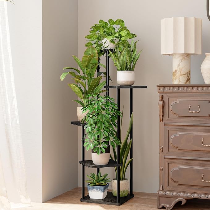 Bamworld Black Plant Stand Indoor 5 Tier Plant Shelf - Image 2