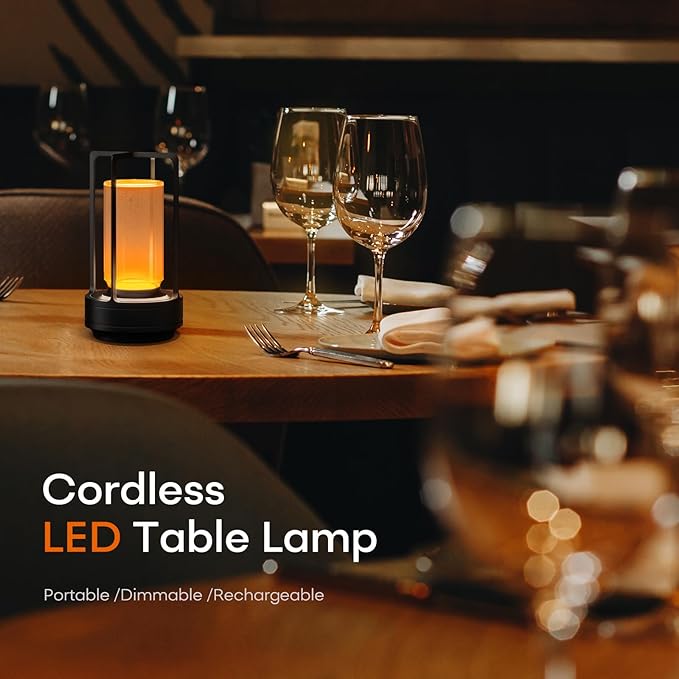Portable Metal Table Lamp for Indoor/Outdoor, Rechargeable Cordless LED Lamp - Image 2