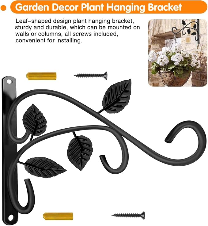 Axgo Wall Mount Hanging Plant Hook, Rust-Resistant Metal Plant Hanger - Image 4