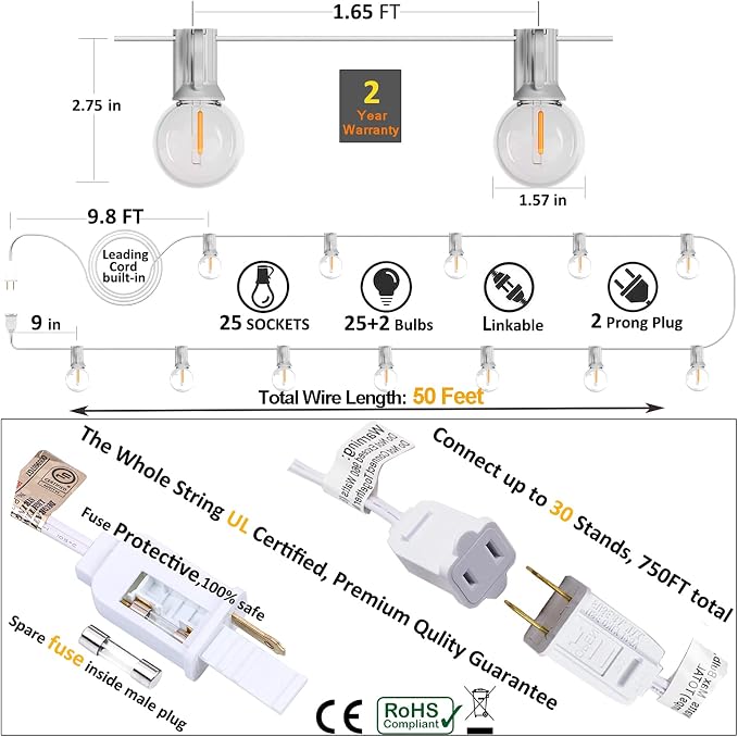 Outdoor Globe String Lights White - Image 2
