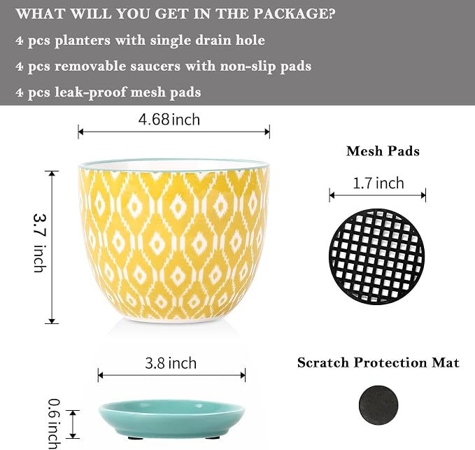 Selamica Ceramic Plant Pots, 4.6 Inch Flower Pots - Image 3