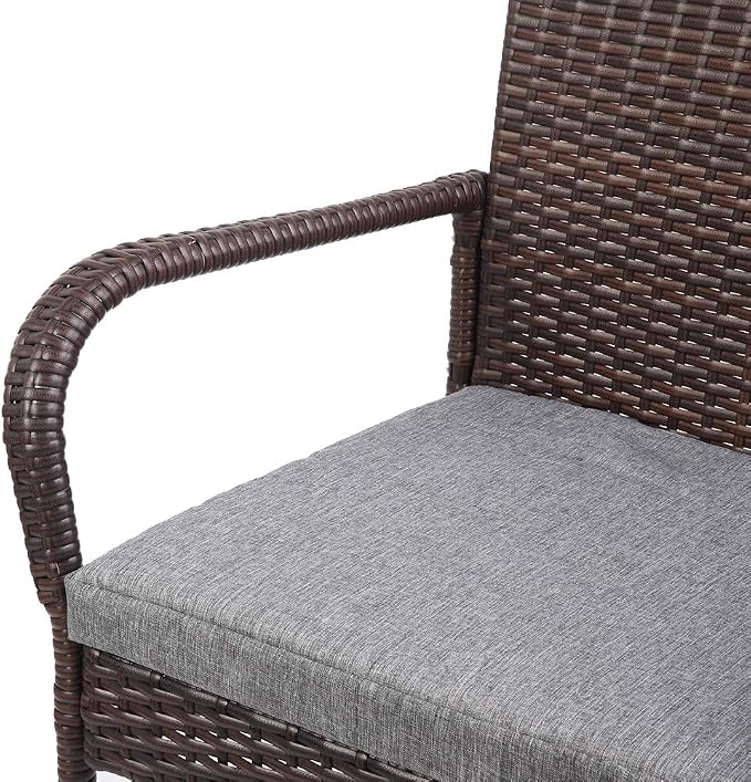 VINGLI Outdoor Bar Stools Set of 2, All-Weather Wicker Outdoor Barstools - Image 4
