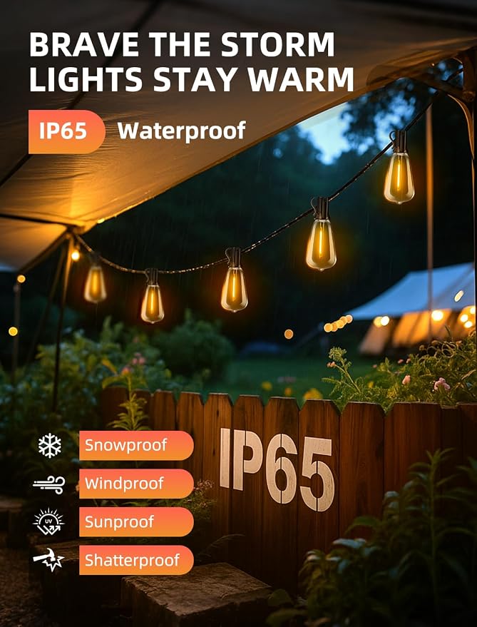 Outdoor Patio String Lights: 200Ft 60M Outside Waterproof Light - Image 4