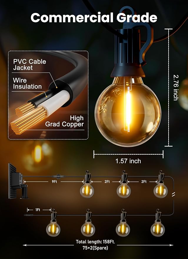 Brightown 158FT Solar String Lights Outdoor - Image 5