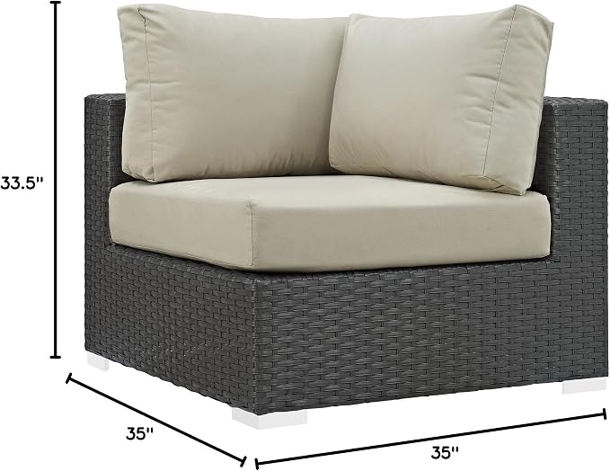 Modway EEI-1856-CHC-BEI Sojourn Wicker Rattan Outdoor Patio Coffee Table - Image 2