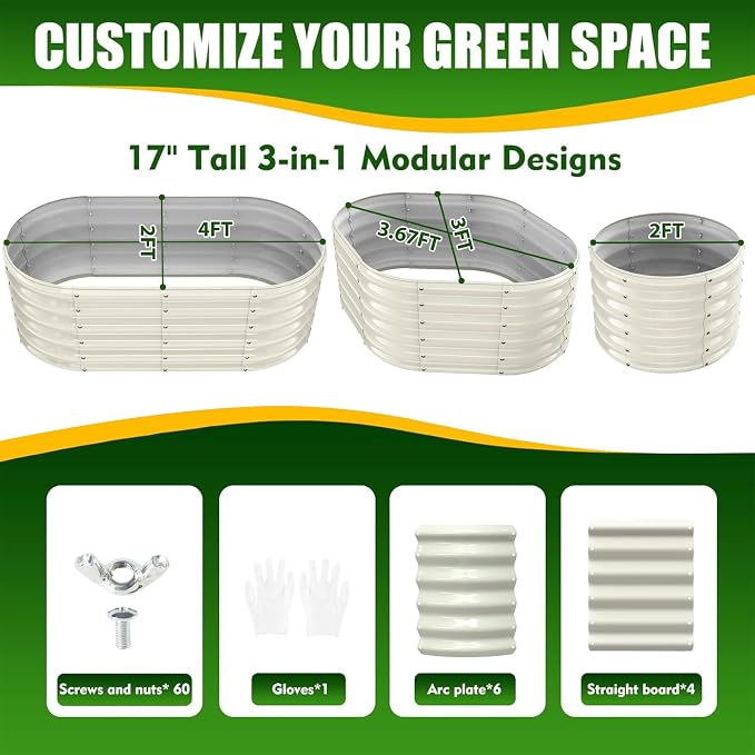 17" Tall Elevated Oval Metal Raised Garden Bed - 4ft x 2ft in Size and 0.8MM - Image 5