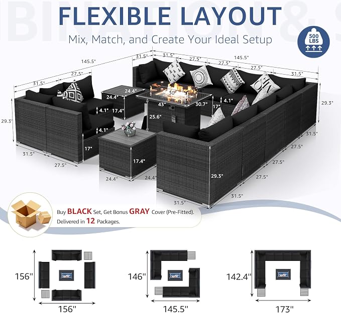 NICESOUL 15 Piece Outdoor Patio Furniture Set - Image 6
