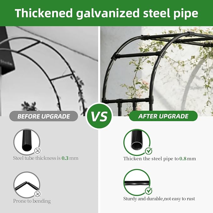 Half Side Garden Arch Trellis 3.93FT×8.53FT, Metal Arbor Trellis - Image 4