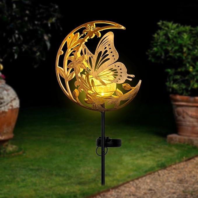 JOBOSI Solar Moon Butterfly Decorative Gift, Solar Butterfly Ground Stake Light - Image 5