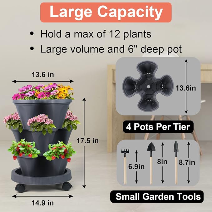 DUNCHATY Stackable Planter, Vertical Garden Planter - Image 3
