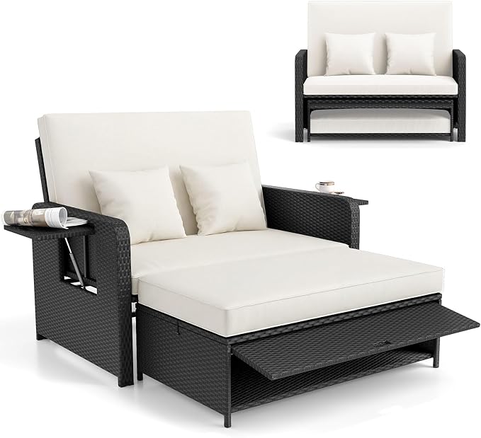 RELAX4LIFE Wicker Patio Outdoor Daybed by RELAX4LIFE