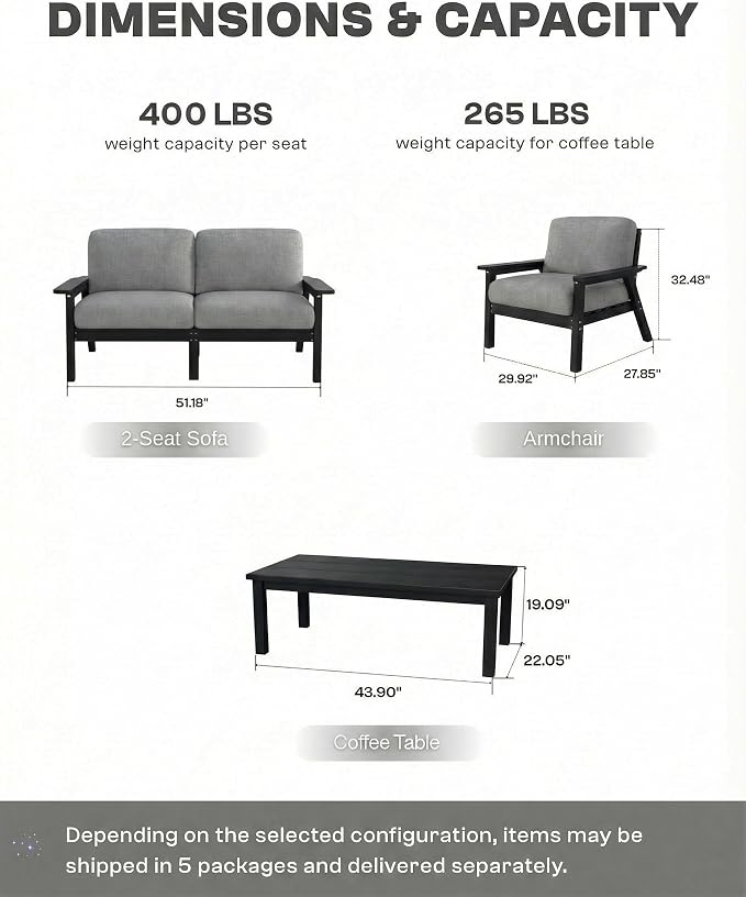 Patio Furniture Set, HDPE Outdoor Sofa Set - Image 2