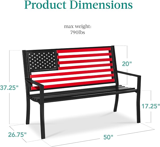 Best Choice Products Outdoor Bench 2-Person Steel Indoor/Outdoor Bench - Image 2
