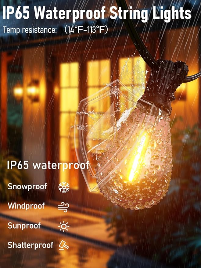 luckystyle 100FT LED Outdoor String Lights - Image 4