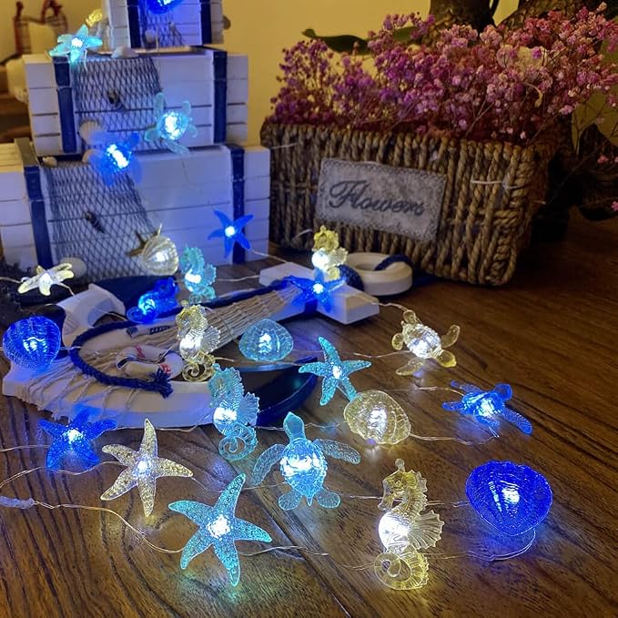Coastal Solar String Lights Outdoor Garden Lights Marine Life Solar Fairy - Image 6