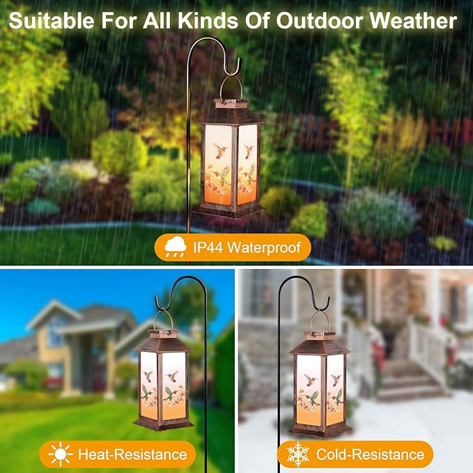 Solar Lantern Outdoor Waterproof Hummingbird Garden Decor Birthday Gifts - Image 5