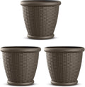 Suncast 3 Pack Wicker Planter w/Drillable Drain Holes, Decorative by Suncast