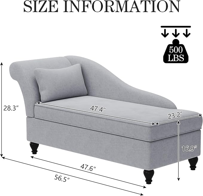 Yongqiang Storage Chaise Lounge Indoor Upholstered Sofa Recliner Lounge Chair - Image 2