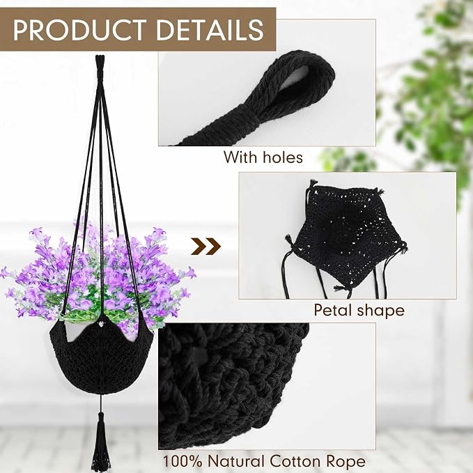 Shappy 1 Pack Jute Crochet Long Plant Hanger - Image 5