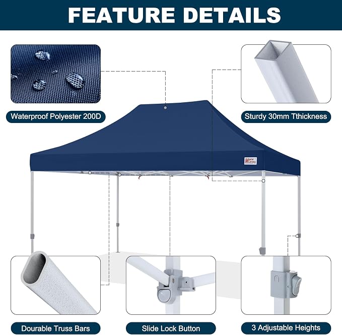 MASTERCANOPY Pop Up Canopy Tent Commercial Grade 10x15 Instant Shelter - Image 3