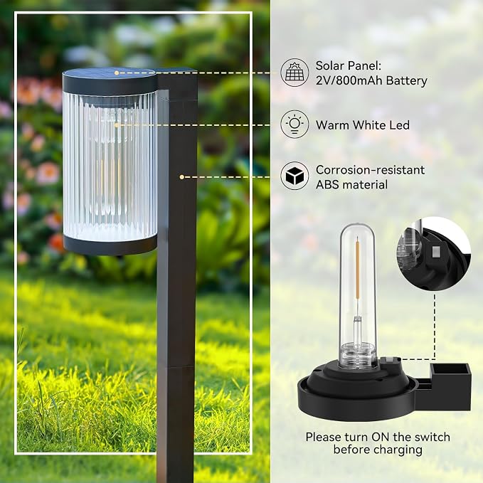 Solar Pathway Lights Outdoor Waterproof, 6 Pack 15Hrs Super Bright Warm White - Image 8
