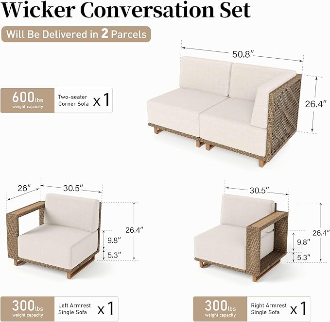 L Shaped Patio Furniture, Outdoor Rattan Wicker Sectional Sofa - Image 8