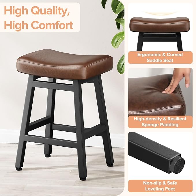 Counter Height Bar Stools Set of 3, 24 Inch Barstools - Image 3