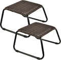 Patio Ottomans Outdoor Footstool, Wicker Rattan Garden Furniture All Weather by Deugold