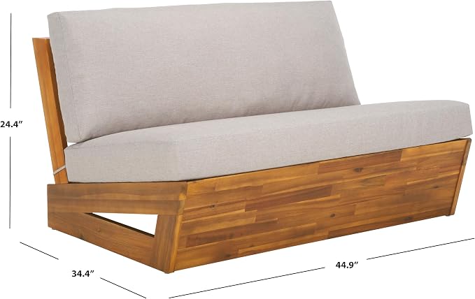 SAFAVIEH Outdoor Patio Furniture Collection Lynn Natural & Light Grey Solid - Image 3