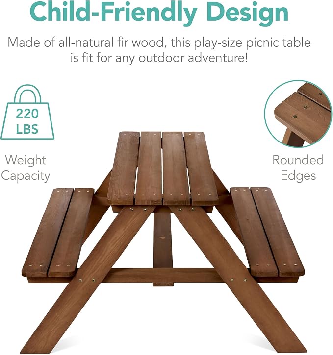 Best Choice Products Wooden Kids Picnic Table - Image 5