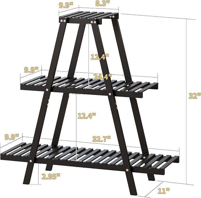 Bamboo Plant Stand Indoor/Outdoor, Rectangular, 8 Potted Flower Holder Ladder - Image 2