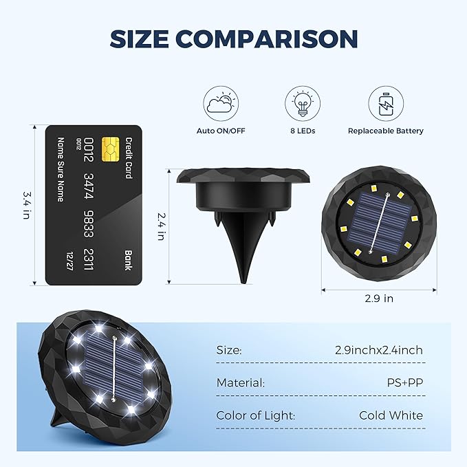 SOLPEX Mini Solar Ground Lights, 20 Pack Solar Lights Outdoor Waterproof - Image 3