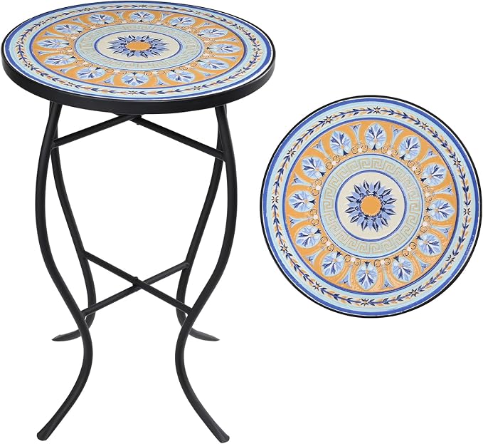 VCUTEKA Mosaic Side Table, Patio Accent Table Indoor and Outdoor End Table by VCUTEKA