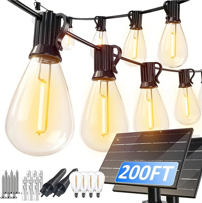 luckystyle 200FT Solar String Lights Outdoor Waterproof by luckystyle