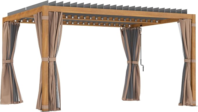 Outsunny 10' x 13' Louvered Pergola Hardtop Gazebo by Outsunny