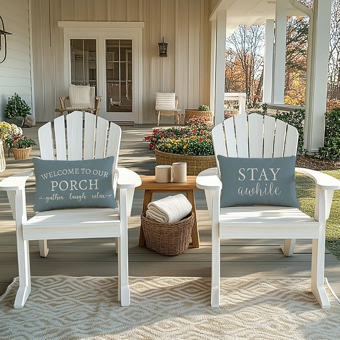 PANDICORN Welcome to Our Porch Stay Awhile Outdoor Farmhouse Lumbar Decorative - Image 7