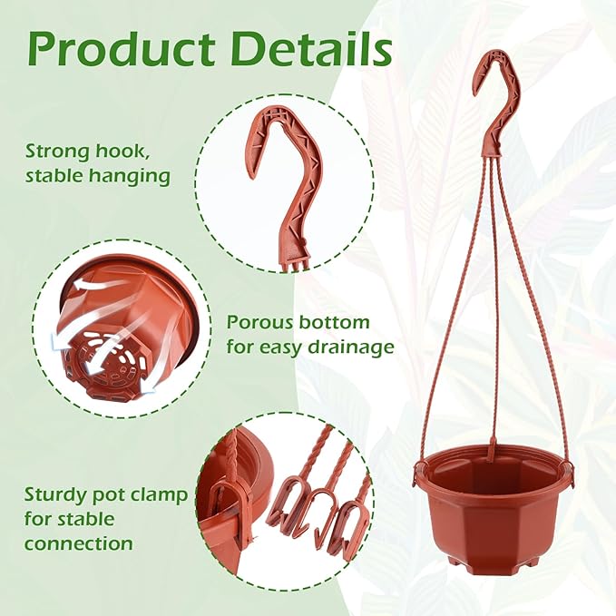 Roshtia 50 Pcs 5.1 inch Plastic Hanging Plant Pots - Image 3
