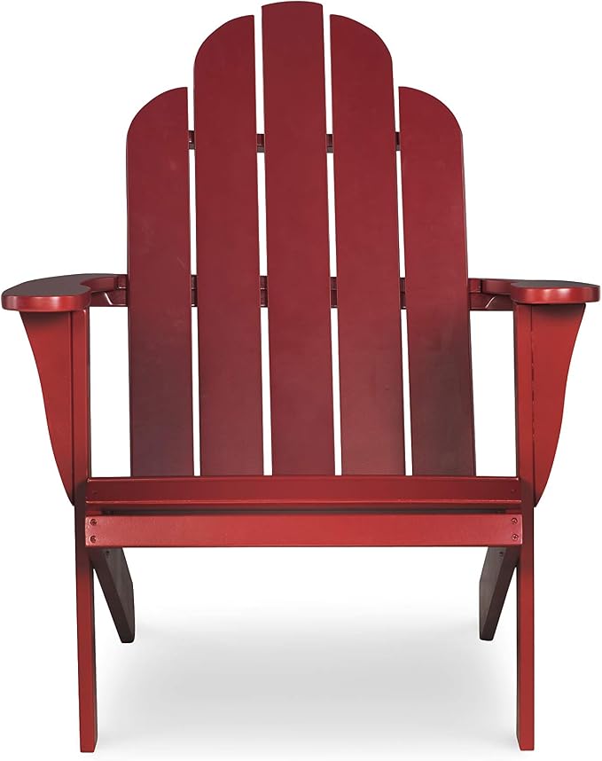 Linon Red Adirondack Chair, 30.4" W x 37.6" D x 37.8" H - Image 4