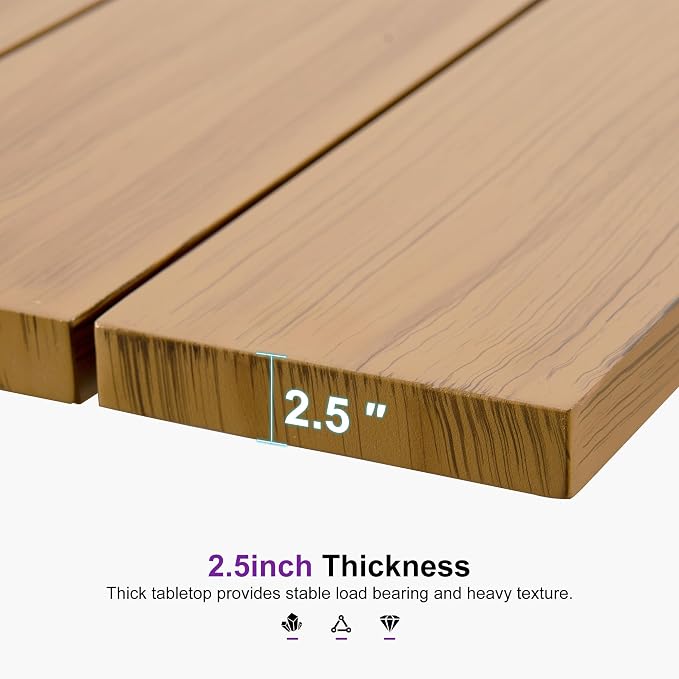 PURPLE LEAF Patio Dining Set for 8 All-Weather Wicker Woodgrain Aluminum 9 - Image 8