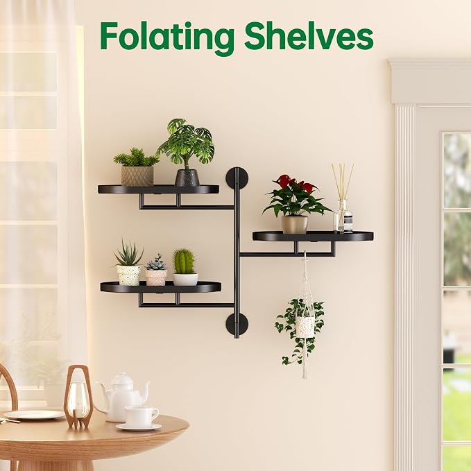 Rotating Window Shelves for Multiple Plants Indoor, 3-tier Metal Corner Black - Image 7