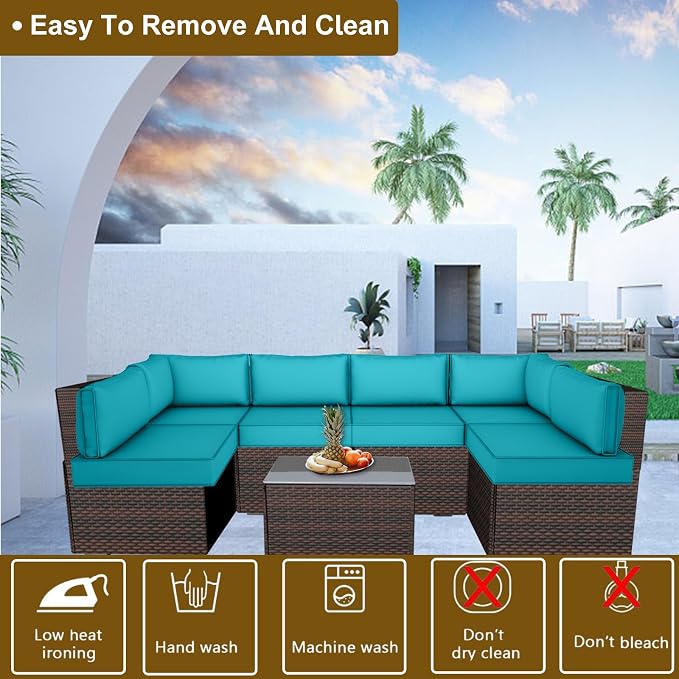 14 Piece Outdoor Patio Cushion Cover Replacement, Waterproof Patio Cushion - Image 4