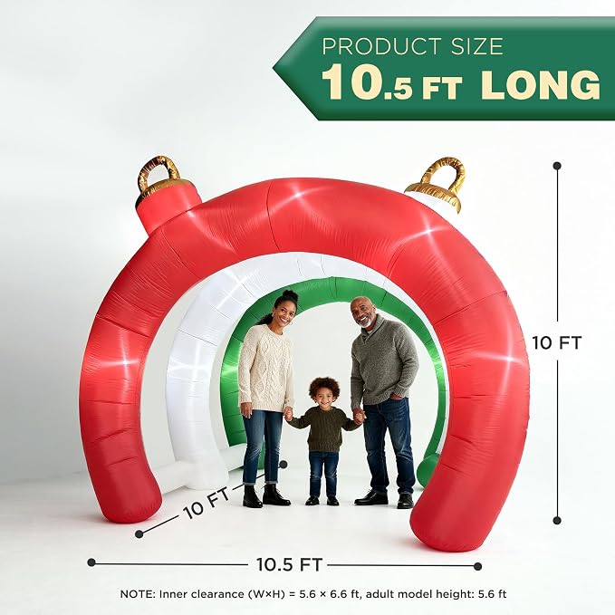 10.5 FT Christmas Inflatables Ornament Tunnel Arch Outdoor Decorations - Image 5