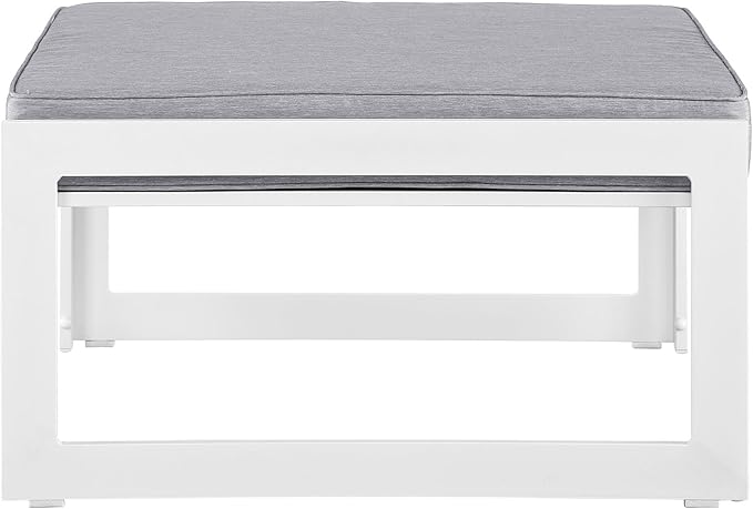 Modway Fortuna Aluminum Outdoor Patio Ottoman in White Gray - Image 2