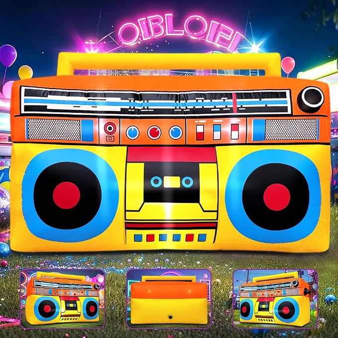 80's 90's Party Decoration 5FT Inflatable Radio Boombox Decorations, Blow up - Image 3