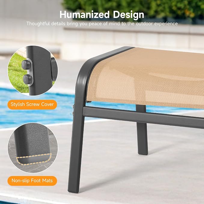 ONBRILL Outdoor Ottoman Set of 2, All Weather Outdoor Foot Stool - Image 7