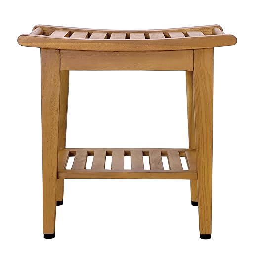 Kasa Solid Teak Indoor Outdoor Shower/Bath/Spa Stool Bench by SPATEAK