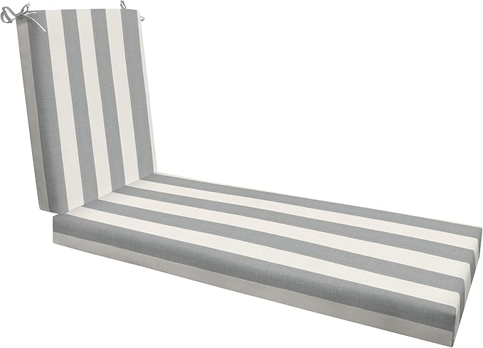 Honeycomb Outdoor Heritage Chaise 21.5 x 70, Cabana Stripe Stone Grey Chaise by Honeycomb
