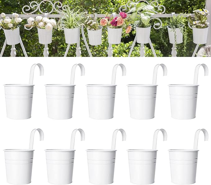 Dahey 10 Pcs Hanging Flower Pots Metal Iron Bucket Planter by Dahey