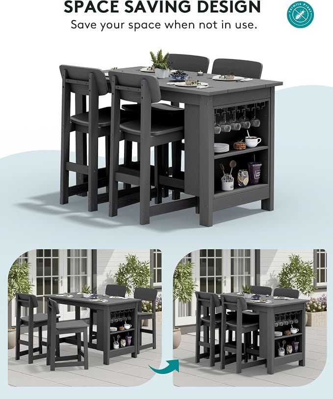SERWALL 10-Piece HDPE Counter Height Dining Table Sets - Image 5